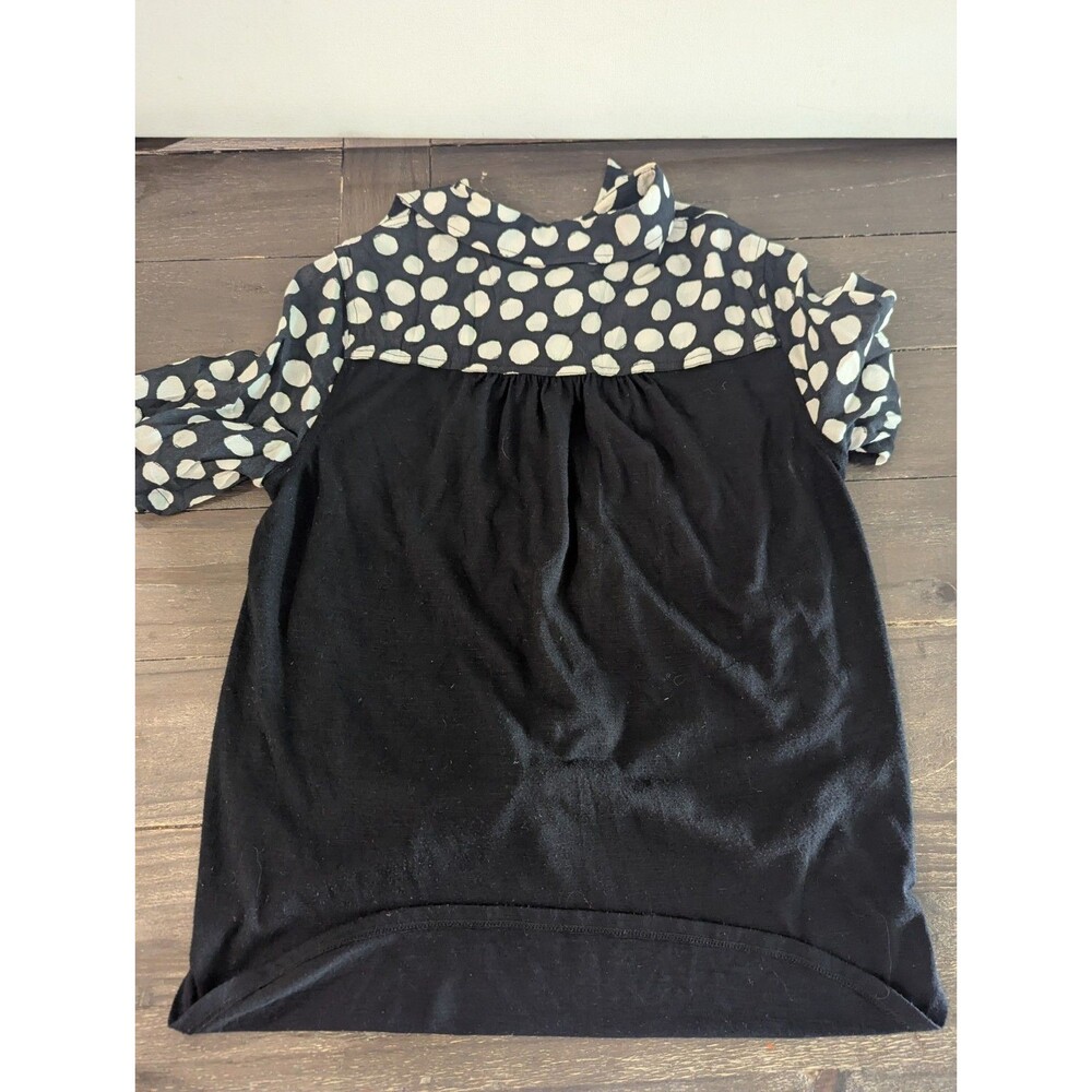 Porridge Womens Black White Polka Dot Shirt Top Sz Small Anthropologie Brand - Picture 11 of 11